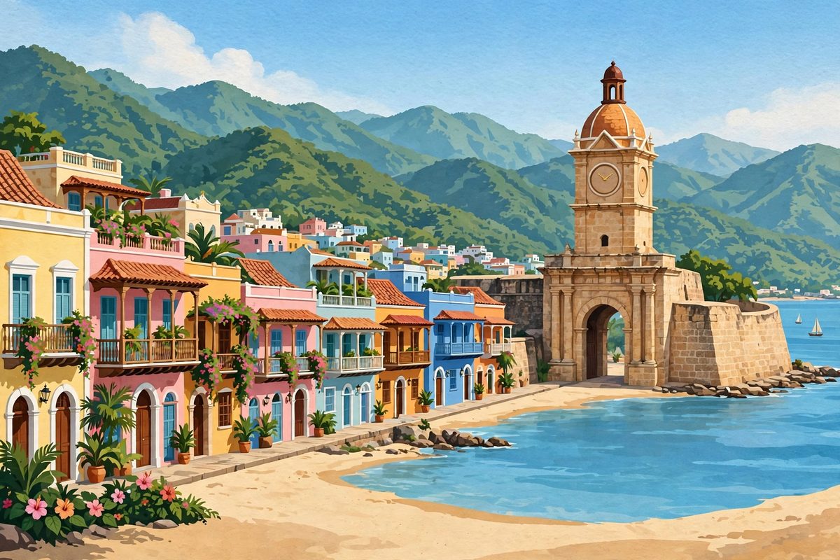 Illustration of Cartagena's walled old town