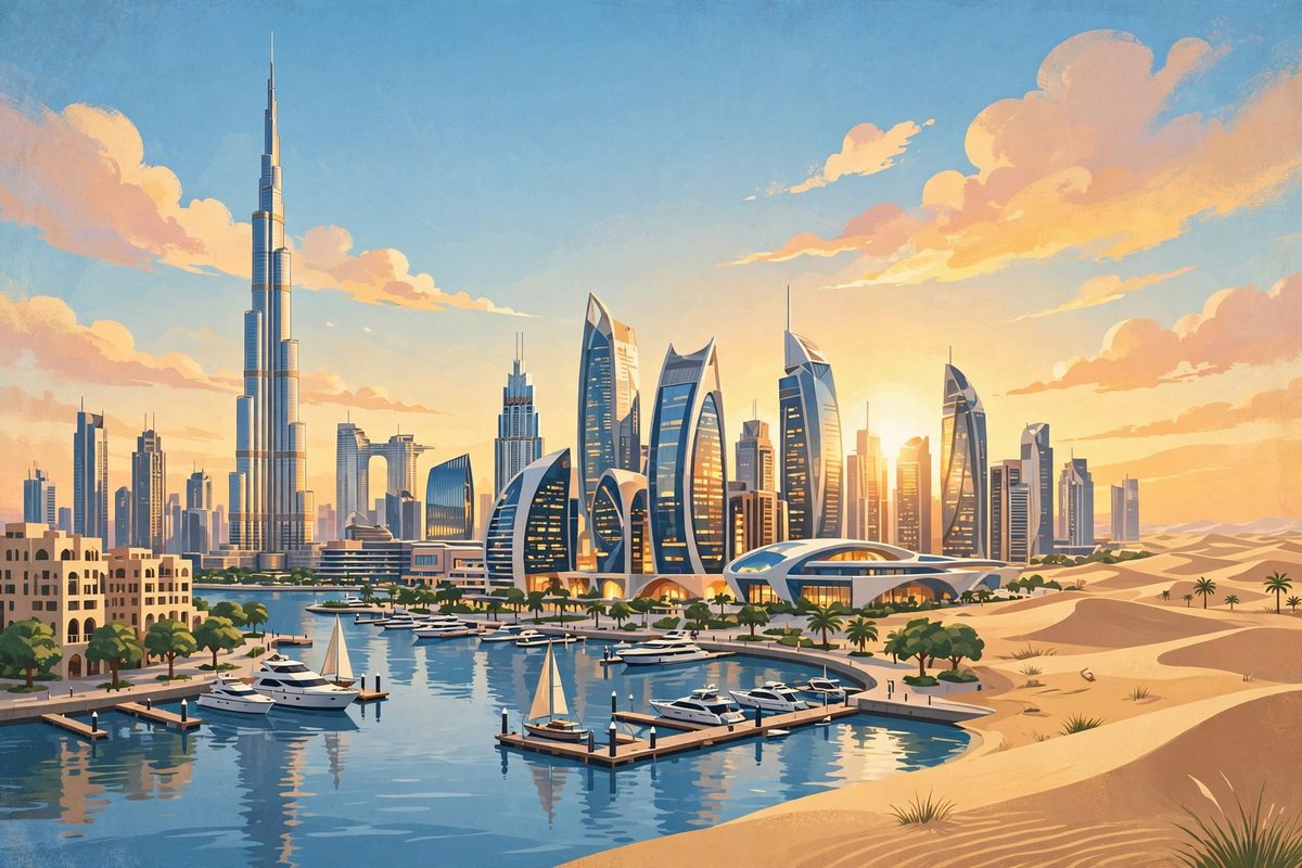 Illustration of the Dubai skyline