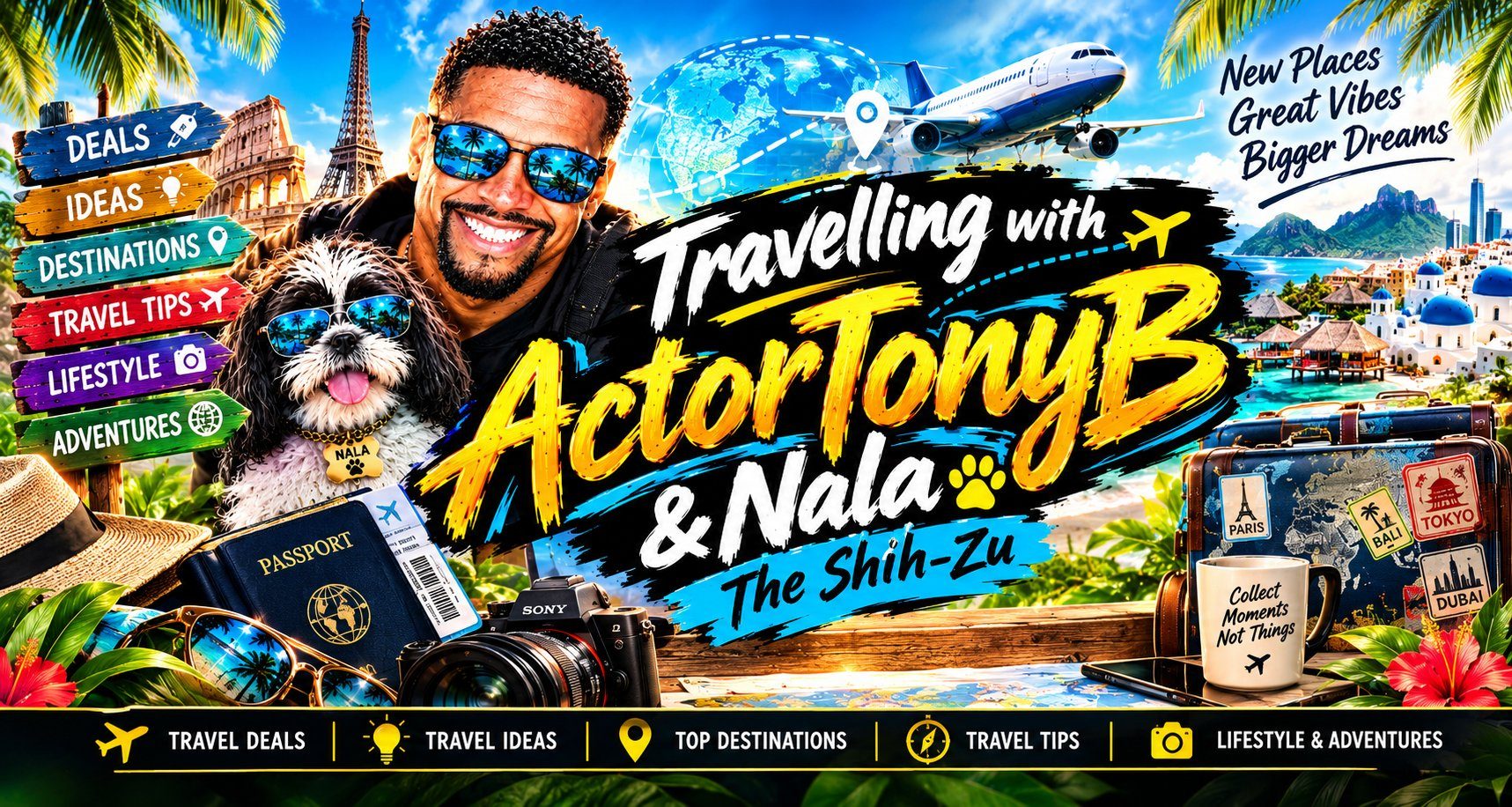 Travelling with ActorTonyB and Nala The Shih Tzu travel art